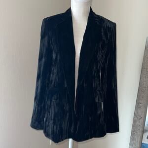 Dylan Gray Womens Crushed Velvet Blazer Jacket, Black, 6